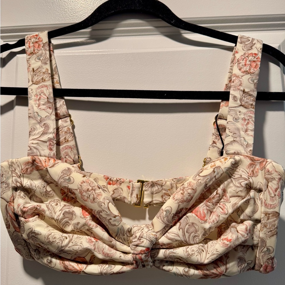 Montce Cream Floral Bikini Top New with Tag